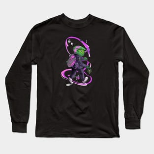 Biker Backpacker - Green + Purple Long Sleeve T-Shirt